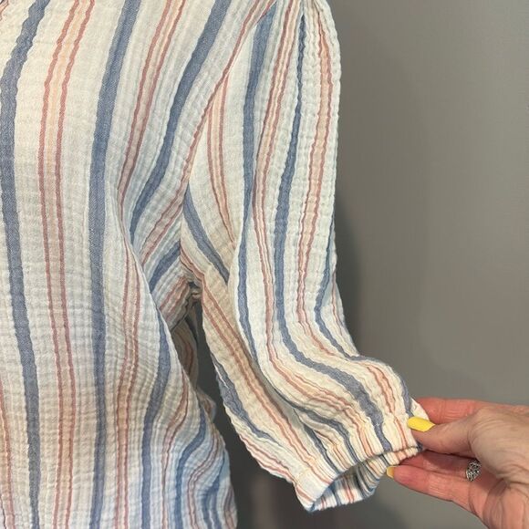 4OUR DREAMERS 3/4 Length Sleeve Button Down Cotton Blouse Size S - Picture 3 of 9